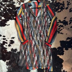 Marco de Vincenzo Elegant Multicolor Long Sleeve Shirt Dress and Sequined Dress